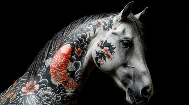 Tattoo style horse.