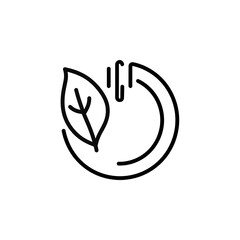 Fototapeta premium Black outlined icon showing a leaf within a circular arrow