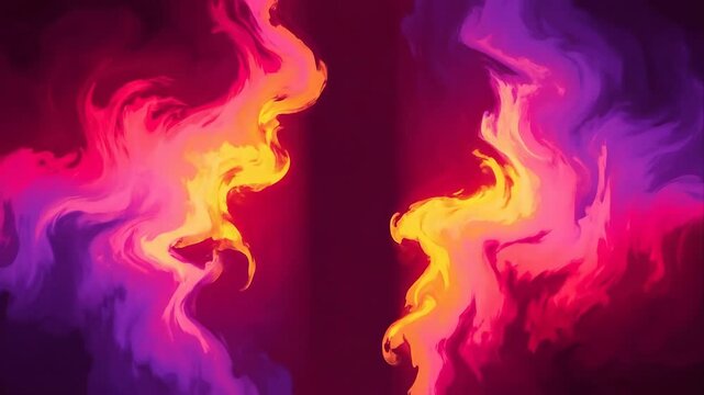 Abstract Neon Fire Flames Background Loop