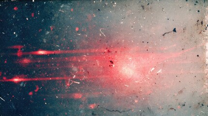 Abstract cosmic background featuring vibrant red streaks of light against a dark textured surface, evoking a sense of depth and motion in a stellar environment.