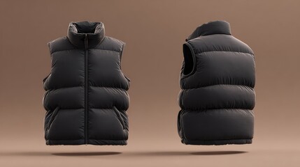 Stylish Black Puffer Vest for Fall and Winter Fashion, Ideal for Layering and Outdoor Activities with Sleek Design and Warm Insulation for Comfort