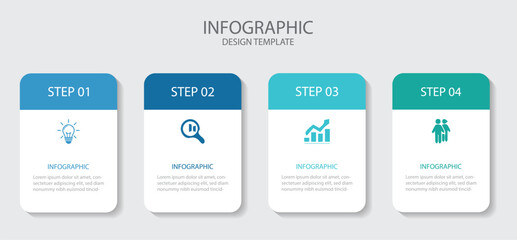 Obraz premium Creative concept for infographic with 4 steps, options, parts or processes. Vector illustration. 