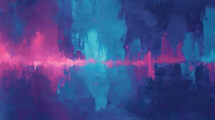 深い色調で描かれた音波イメージの抽象画 背景