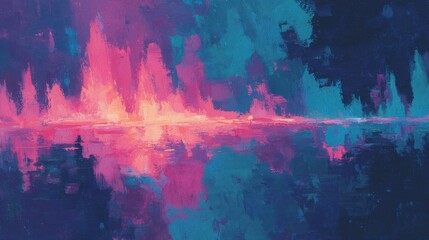 横に広がる音の波動を表現した抽象アート 背景