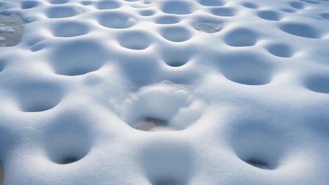 Snow Surface with Crater Like Depressions.