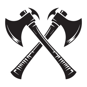 Crossed black battle axes vector illustration