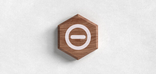 Grenze Zoll oder Ende des Weges Symbol Icon auf Holz Hexagon Website Header Stopp Grenzstein Verbot Durchgang gesperrt Kontrolle Sicherheit Barriere Warnung Sackgasse Begrenzung