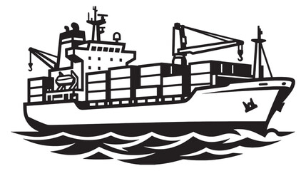 Obraz premium Large Cargo Container Ship Sailing in Ocean Vector