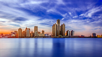 Fototapeta premium Detroit CBD from Windsor, Ontario