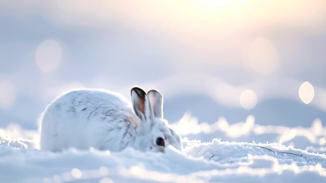 Arctic hare winter landscape