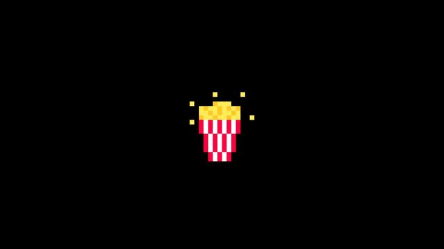 ドット絵の小さい食べ物アイコン,透過背景,ポップコーン