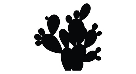 A striking black silhouette of a prickly pear cactus with multiple arms and pads creating a bold visual statement silhouette © GDOthoi02