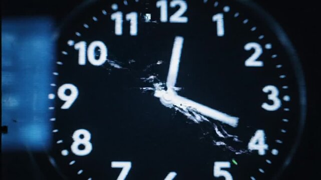 Cracked vintage clock face, a powerful visual metaphor for the unstoppable passage of time and the inherent fragility of moments, highlighting decay and disruption