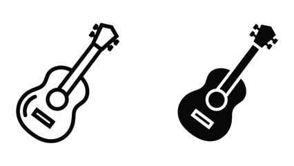 Fototapeta premium Simple guitar icons in black and white