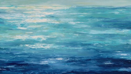 淡い色合いで描かれた穏やかな海の抽象画