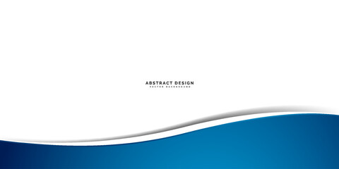 Obraz premium Blue Abstract Wave Design Banner With White Space For Modern Corporate Marketing And Digital Presentations