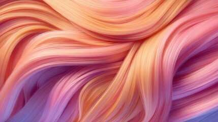 Obraz premium A vibrant swirl of pastel colors resembling flowing hair, showcasing smooth textures and a blend of pink, peach, and lavender hues.