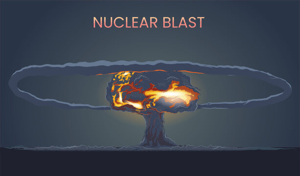 Illustration of Nuclear Blast Explosion with Mushroom Cloud