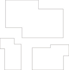 黒線で描かれた多角形のフレーム。幾何学模様。テンプレートに使いやすい。上から見た敷地
