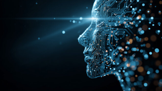 人工知能（AI）を象徴するネットワークコンセプトの背景素材