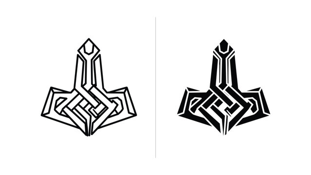 Mjolnir symbol in different styles