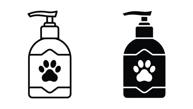 Pet shampoo bottle icon in black and white