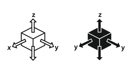 Three dimensional coordinate system with cube representation