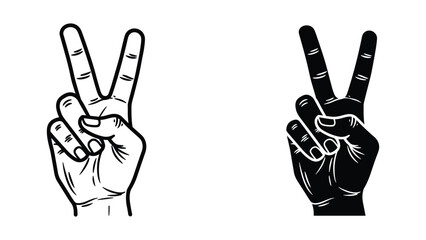 Fototapeta premium Peace sign hand gesture illustration