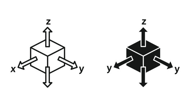 Three dimensional coordinate system with cube representation