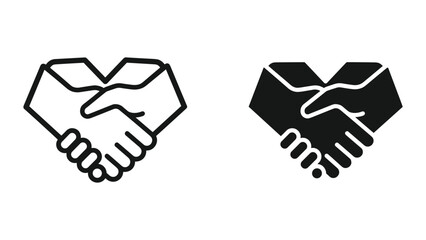 Obraz premium Handshake in heart shape symbolizing partnership and agreement