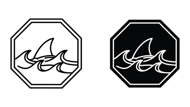 Shark fin logo design with octagon shape