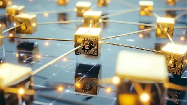 Digital Crypto-Blocks: A futuristic network of interconnected, shimmering crypto blocks with glowing connections, representing the decentralized power and interconnectedness of cryptocurrency.