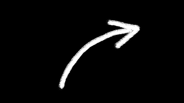 Hand drawn white arrow doodles animation set on transparent background for overlay. Alpha channel included.