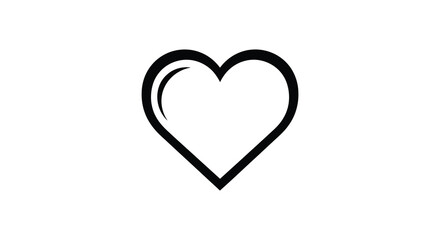A simple thick lined heart shape is prominently displayed against a white background creating a stark silhouette high quality professional detailed modern