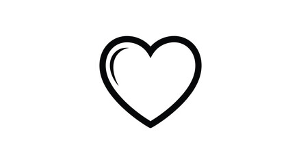 A simple black outline of a heart shape against a white background representing love and affection silhouette high quality professional
