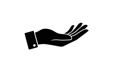 Human hand palm facing up reaching gesture icon
