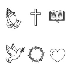 Religious and spiritual symbols collection illustration