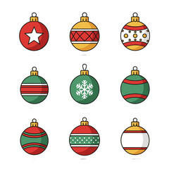 Decorative Christmas Baubles and Ornaments Pattern Set