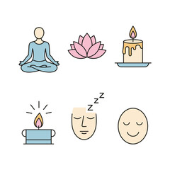 Meditation and Mental Wellness Icons Concept Set