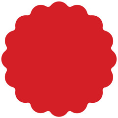 Blank red wavy edge circle sticker label isolated on white background 