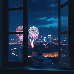 fireworks in the city