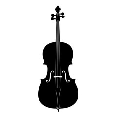 Silhouette of a cello orchestra instrument black vector shape on white background classical music icon