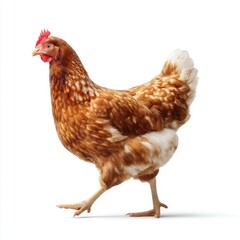 Fototapeta premium Brown Hen Walking Gracefully in a Studio Setting with Soft Lighting for Stock Photography Use