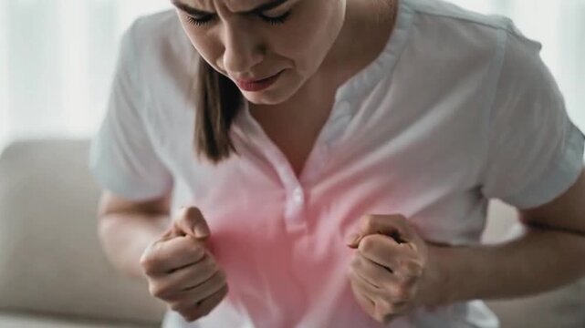 A woman pregnancy chest acidity . Generative AI