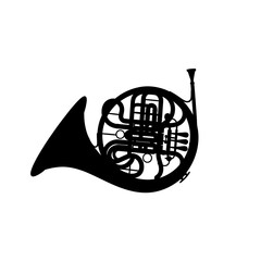 Silhouette of a French Horn Brass Instrument Orchestra Icon Vector