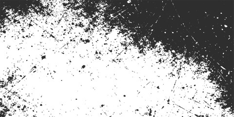Obraz premium A grunge black ink splat design features a liquid paint splash and spray texture over a dirty black and white vector background with artistic watercolor stains and silhouette drops