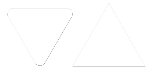 White Glass Rounded Triangle and Sharp Triangle Outline Shapes isolated PNG with Transparent Background