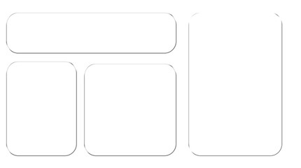 Clean White Glass Rounded Rectangle Layout Template with Subtle Shadows isolated PNG with Transparent Background