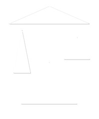 Minimalist White Glass Geometric Line Art House Illustration isolated PNG with Transparent Background