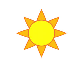 Bright yellow sun shape with pointed rays